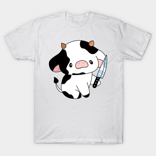 Cow with knife! T-Shirt by Anime Meme's